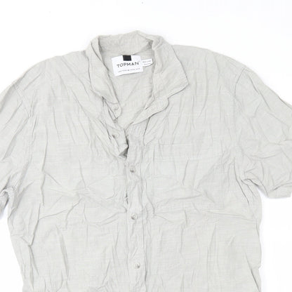 Mens UK Size M Topman Grey  Button-Up Short Sleeve Casual Shirt