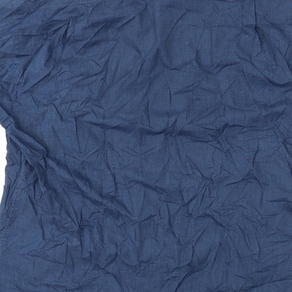 Mens UK Size 16.5 Essentials Blue  Button-Up Short Sleeve Casual Shirt