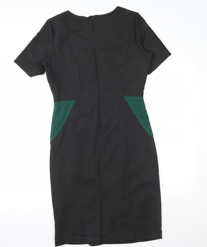 Preworn Womens Black Colourblock  Pencil Dress  Size 10
