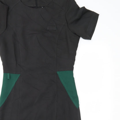 Preworn Womens Black Colourblock  Pencil Dress  Size 10