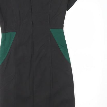 Preworn Womens Black Colourblock  Pencil Dress  Size 10