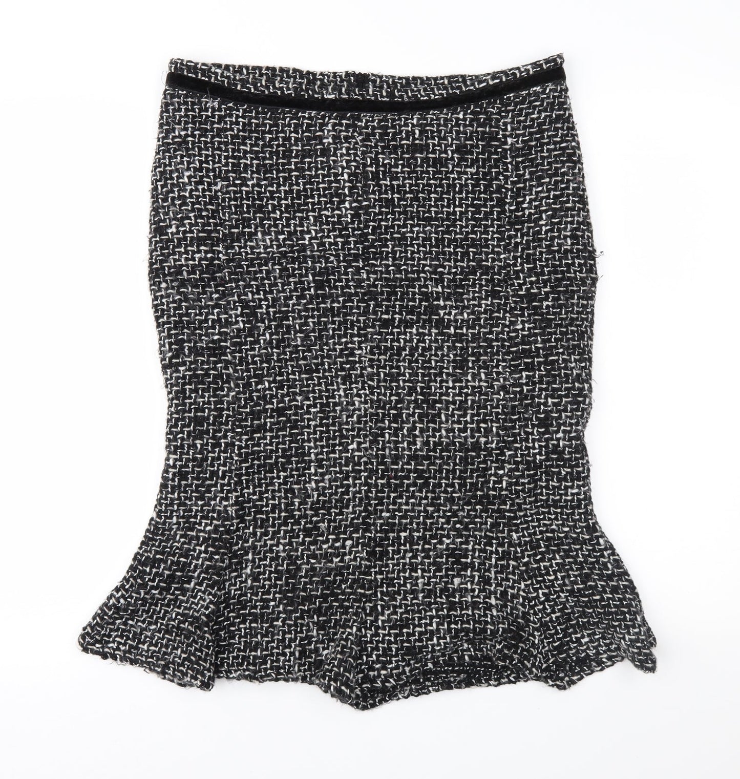 Made in Italy Womens Black Geometric  Trumpet Skirt Size L