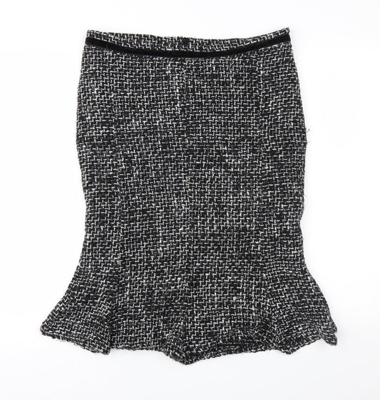 Made in Italy Womens Black Geometric  Trumpet Skirt Size L