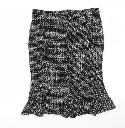 Made in Italy Womens Black Geometric  Trumpet Skirt Size L