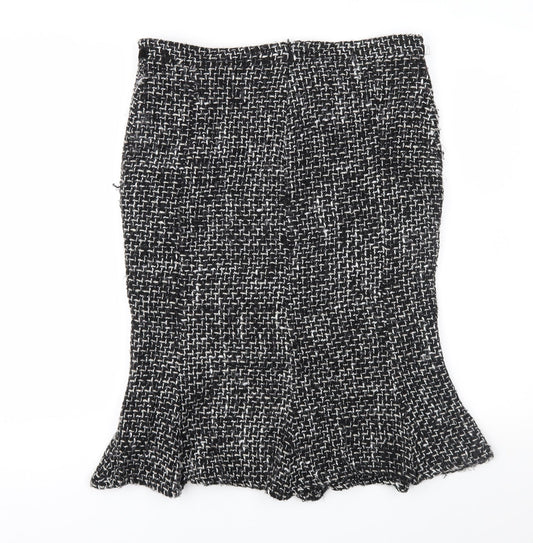 Made in Italy Womens Black Geometric  Trumpet Skirt Size L