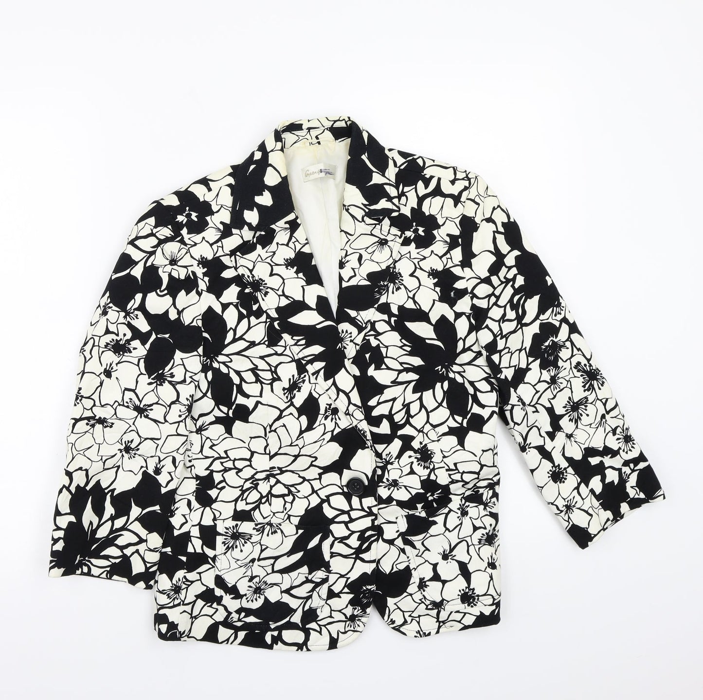 George Womens Black Floral  Jacket Coat Size 12