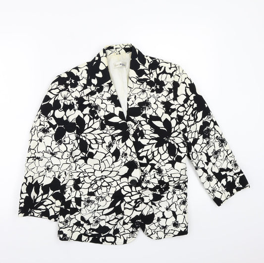 George Womens Black Floral  Jacket Coat Size 12