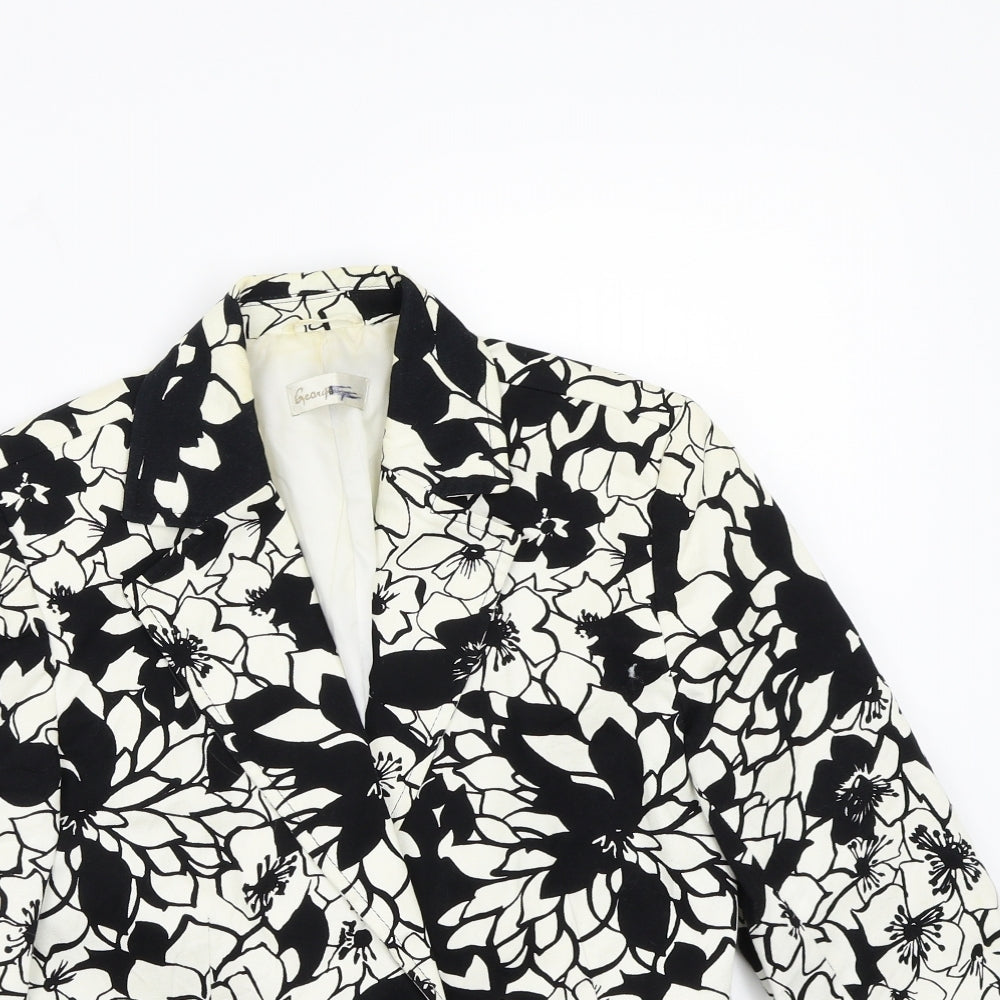 George Womens Black Floral  Jacket Coat Size 12