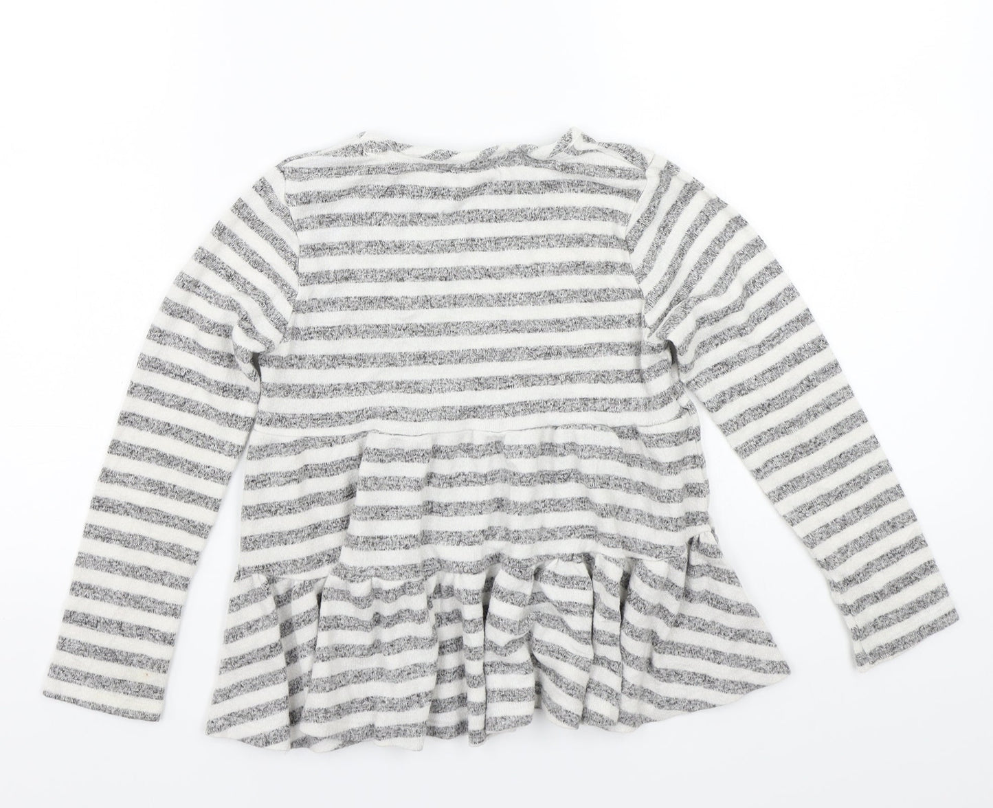 F&F Girls Grey Striped  Basic T-Shirt Size 6-7 Years