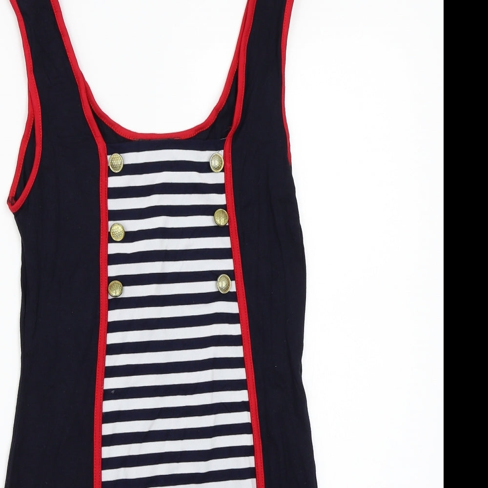 Smoove Womens Blue Striped  A-Line  Size M