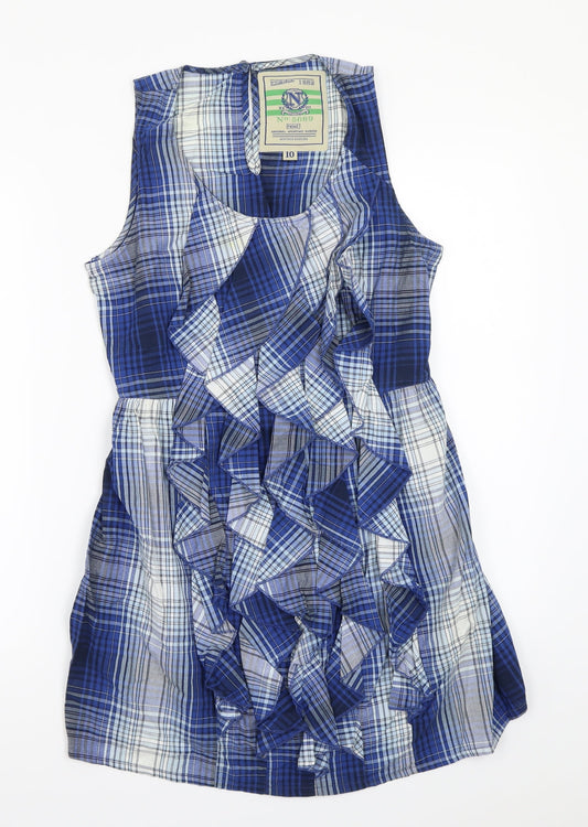 NEXT Womens Blue Check  A-Line  Size 10