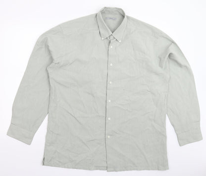 Mens UK Size L Marks and Spencer Grey  Button-Up Long Sleeve Casual Shirt