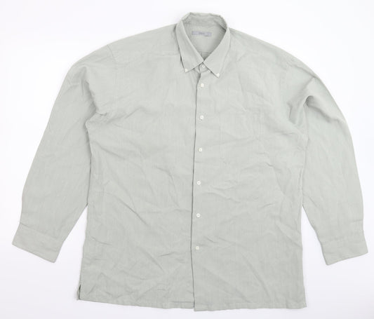 Mens UK Size L Marks and Spencer Grey  Button-Up Long Sleeve Casual Shirt
