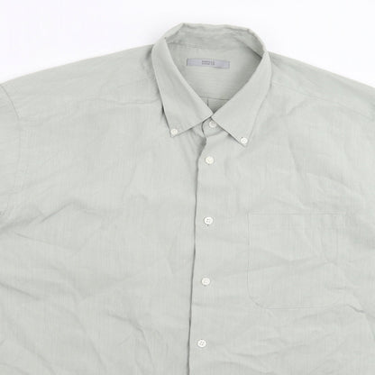 Mens UK Size L Marks and Spencer Grey  Button-Up Long Sleeve Casual Shirt