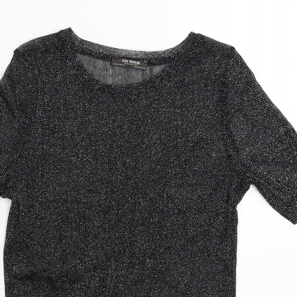 Zara Womens Silver   Basic T-Shirt Size L
