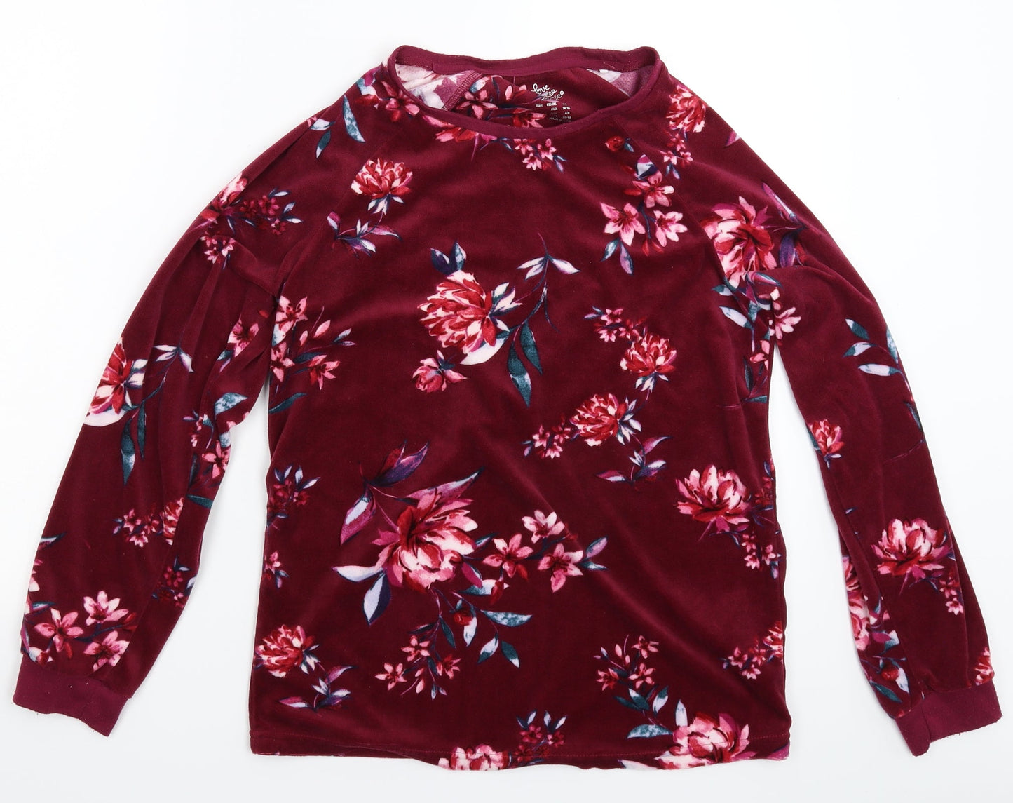 Love To Lounge Womens Multicoloured Floral Fleece Top Pyjama Top Size 8
