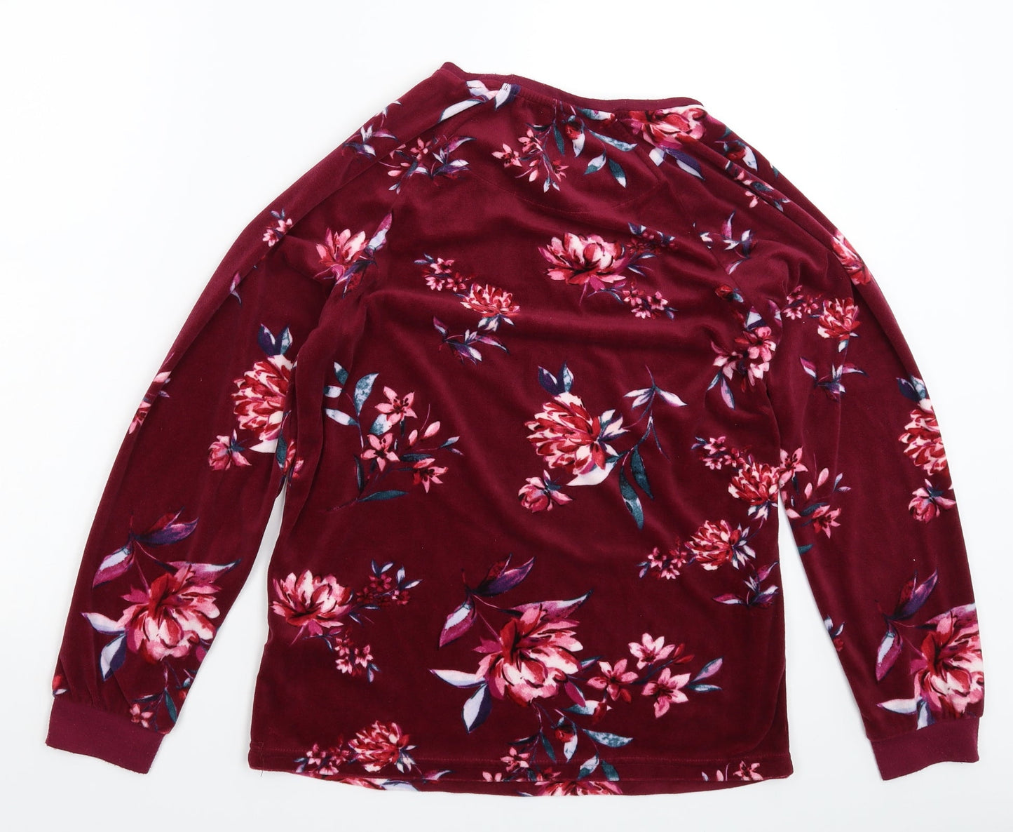 Love To Lounge Womens Multicoloured Floral Fleece Top Pyjama Top Size 8