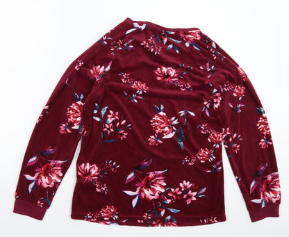 Love To Lounge Womens Multicoloured Floral Fleece Top Pyjama Top Size 8