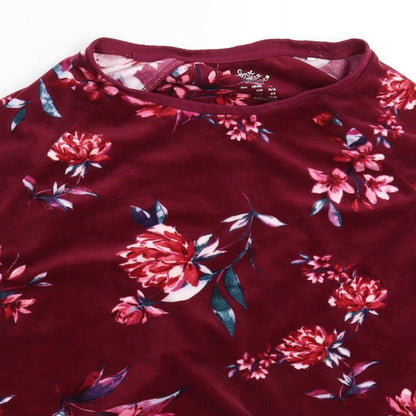 Love To Lounge Womens Multicoloured Floral Fleece Top Pyjama Top Size 8