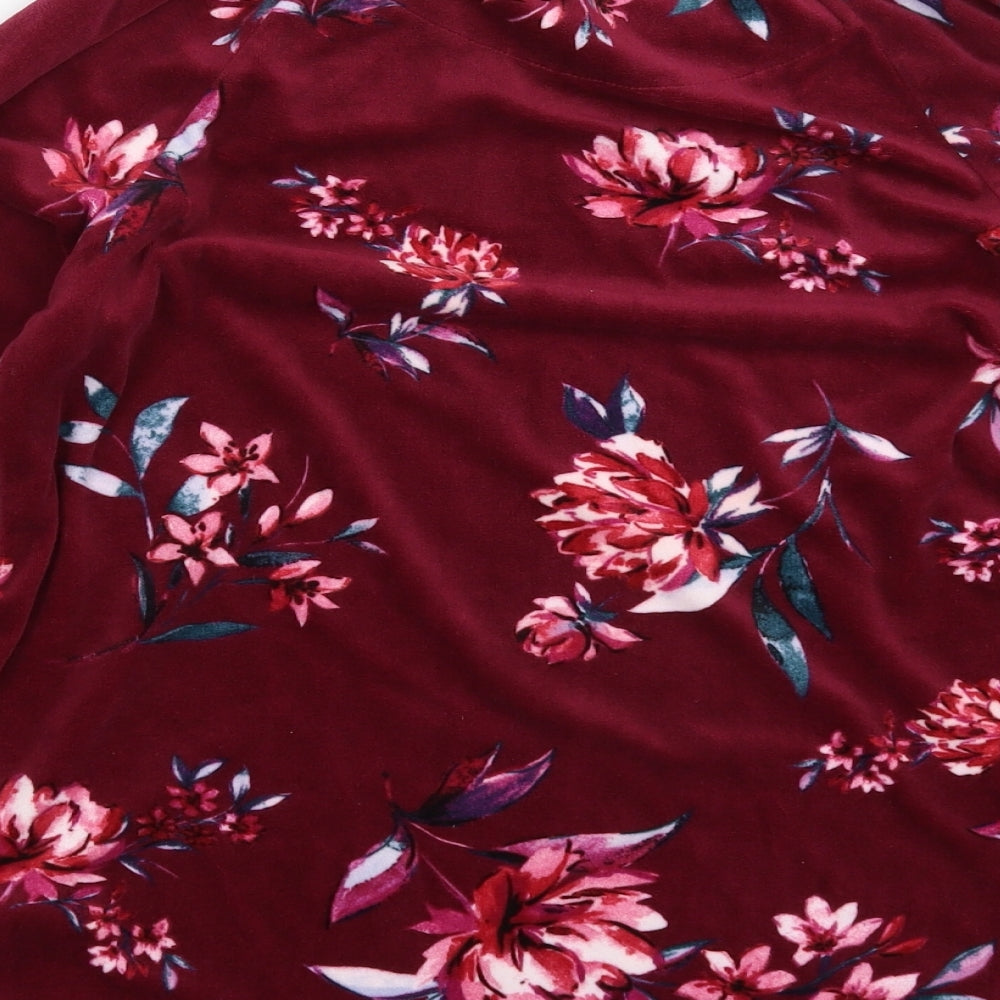 Love To Lounge Womens Multicoloured Floral Fleece Top Pyjama Top Size 8