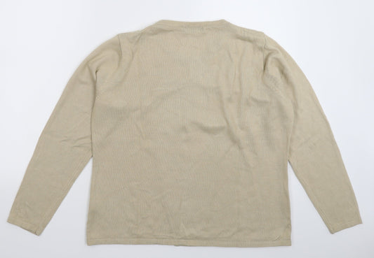 BM Womens Beige Striped Knit Pullover Jumper Size M