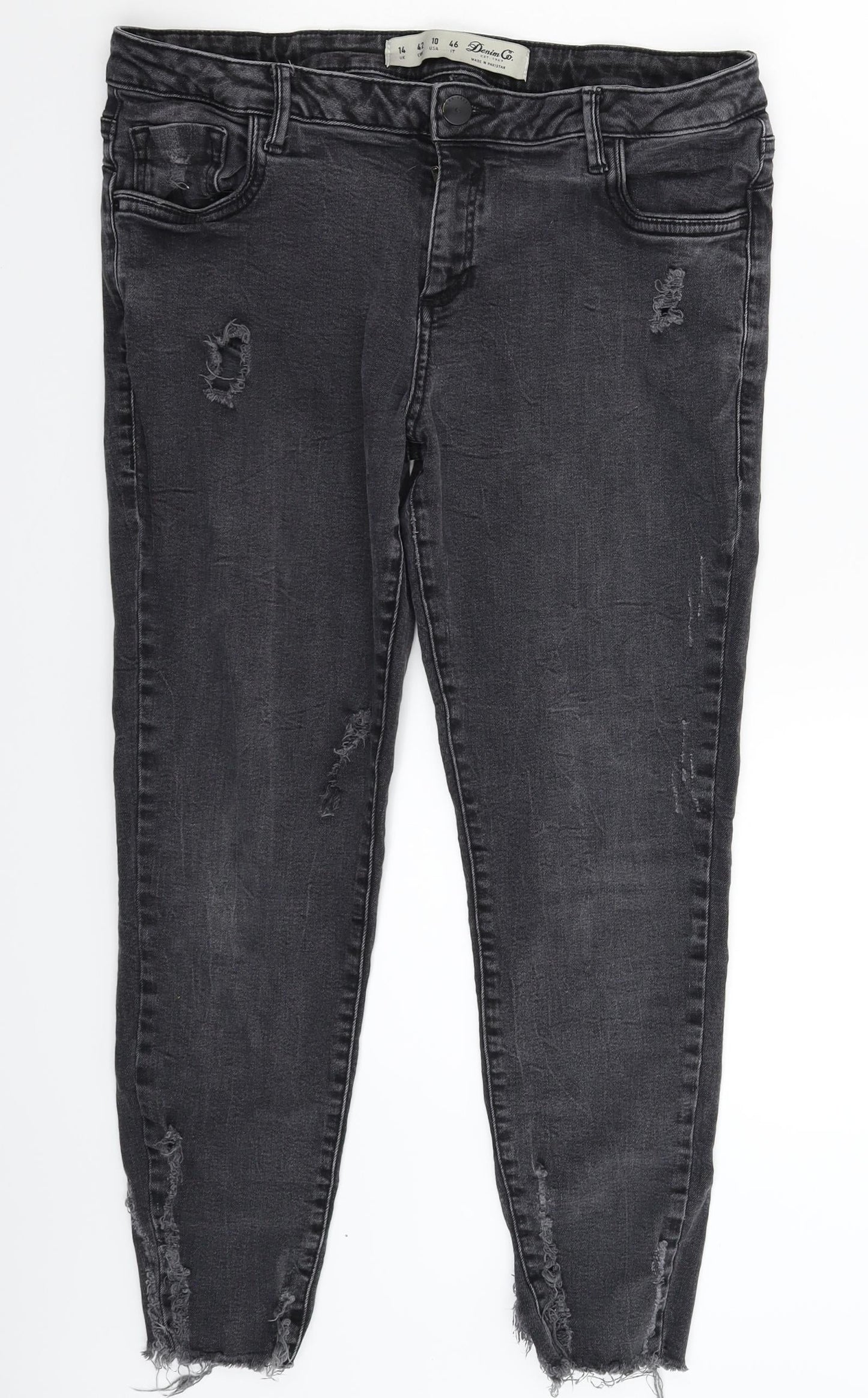 Denim & Co. Womens Grey  Denim Skinny Jeans Size 14 L24 in