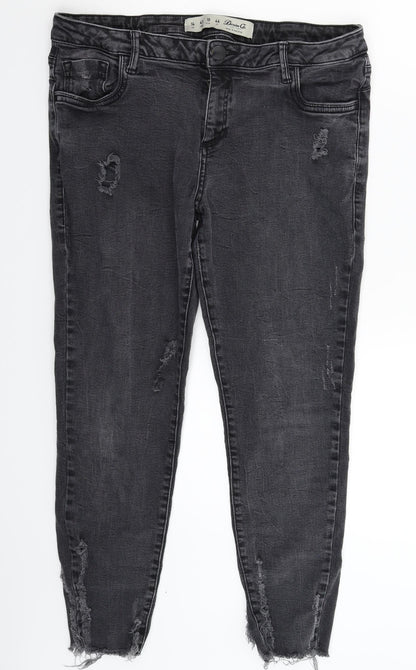 Denim & Co. Womens Grey  Denim Skinny Jeans Size 14 L24 in