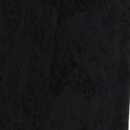 Preworn Womens Black Floral  Trousers  Size 28 in L30 in