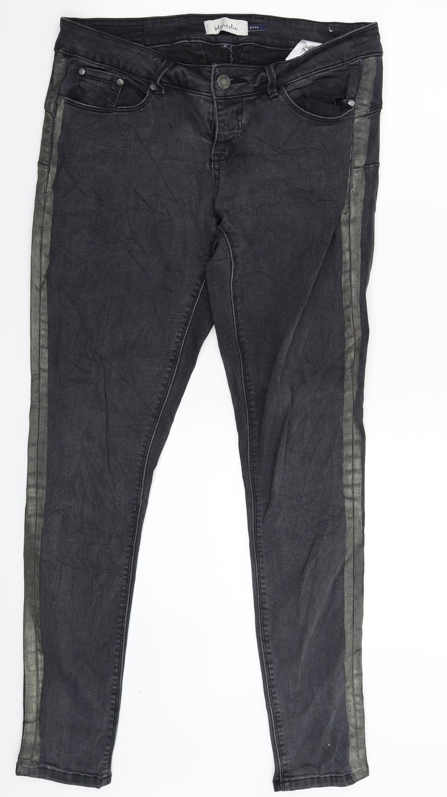 Blend She Womens Grey Striped Denim Skinny Jeans Size 32 in L30 in