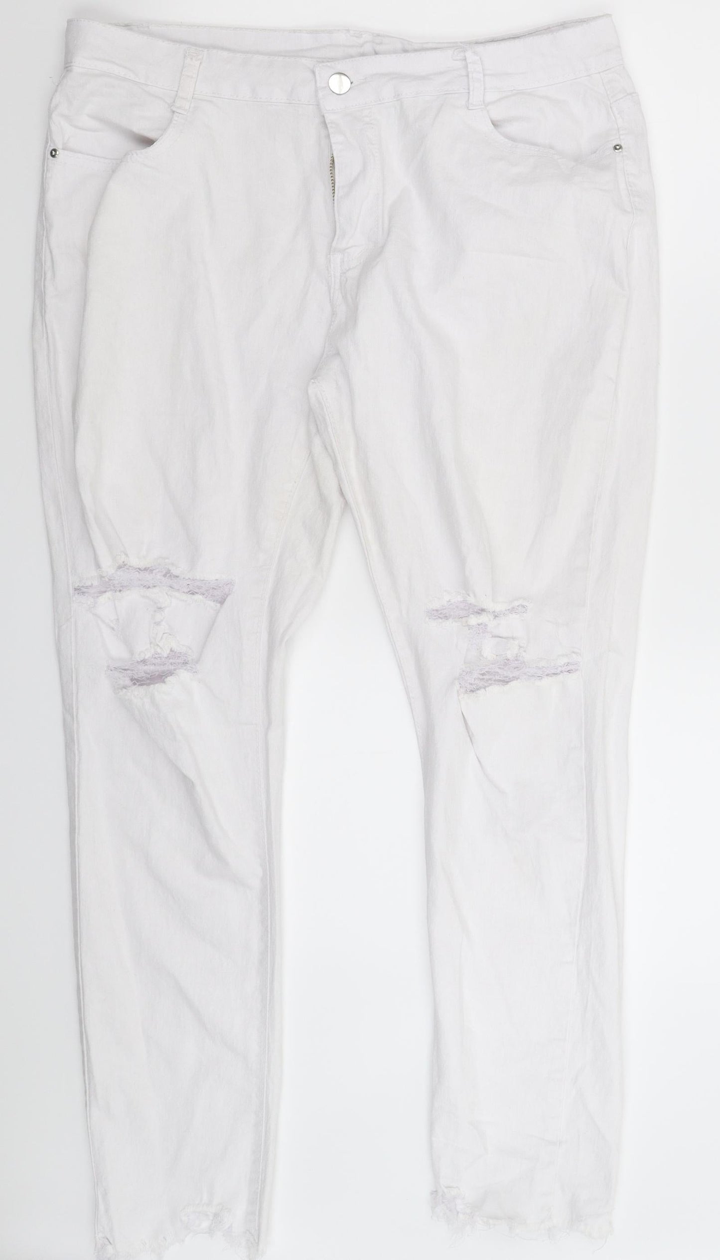 Womens UK Size 3XL Preworn Extra-Slim Fit Skinny White Jeans