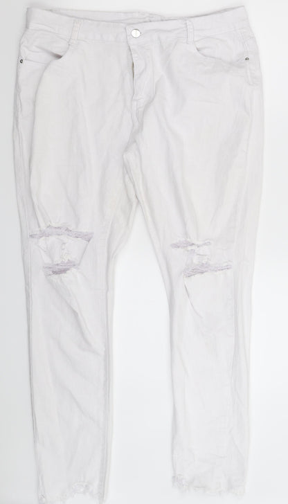 Womens UK Size 3XL Preworn Extra-Slim Fit Skinny White Jeans