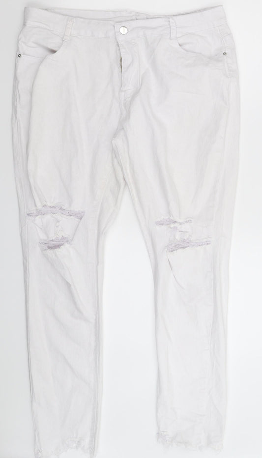 Womens UK Size 3XL Preworn Extra-Slim Fit Skinny White Jeans
