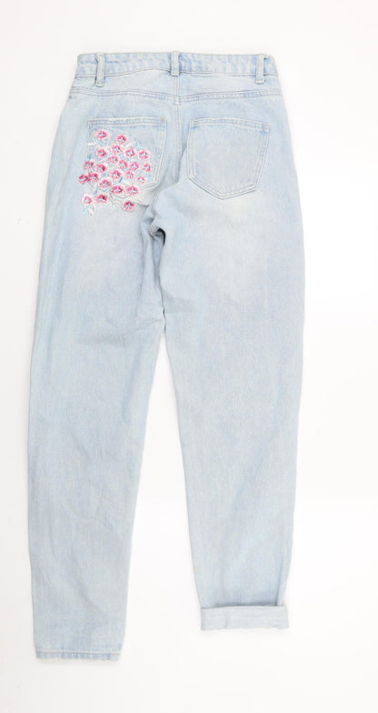rimark Womens Blue Floral Denim Skinny Jeans Size 6 L27 in