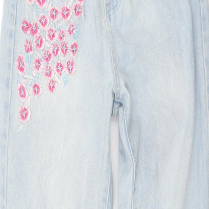 rimark Womens Blue Floral Denim Skinny Jeans Size 6 L27 in