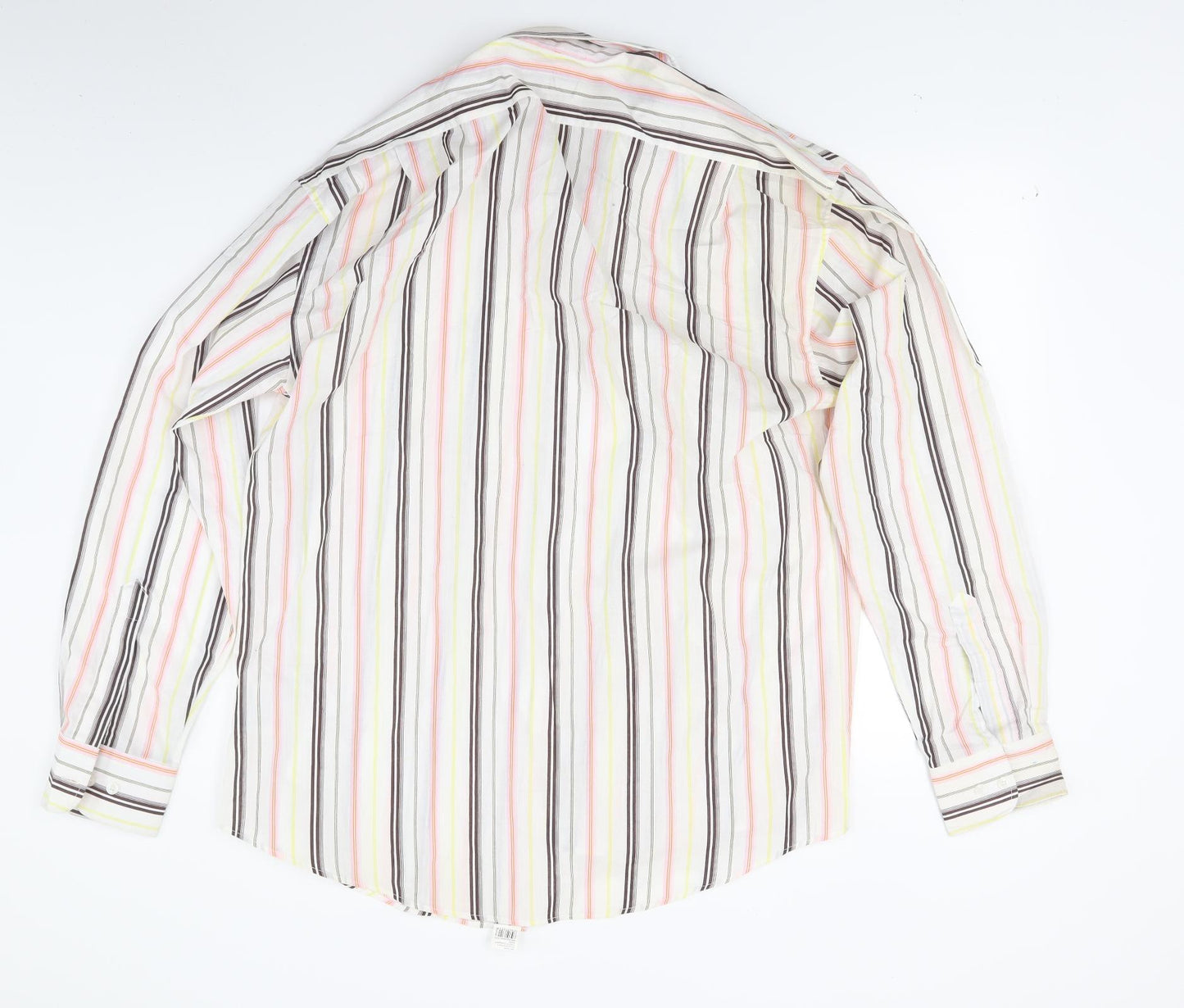 Youcon Mens White Striped   Button-Up Size 15.5