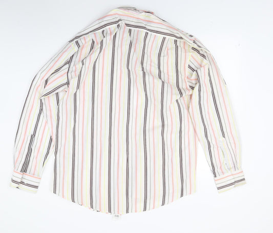 Youcon Mens White Striped   Button-Up Size 15.5