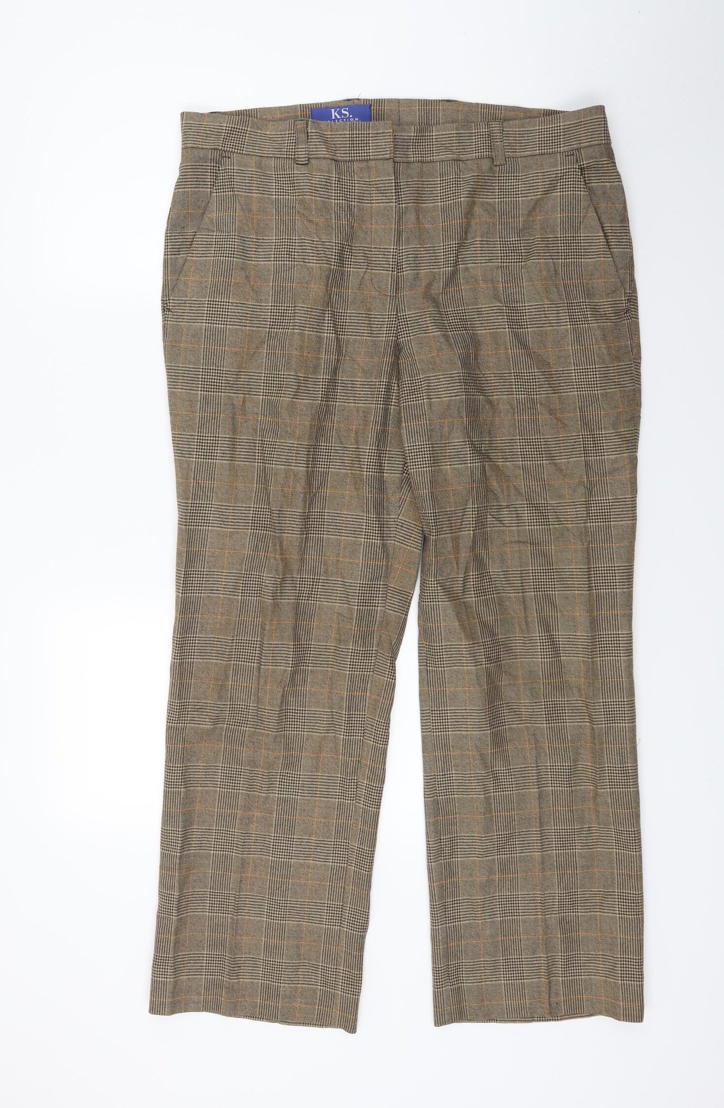 K.S Collection Womens Brown Check  Trousers  Size 14 L25 in