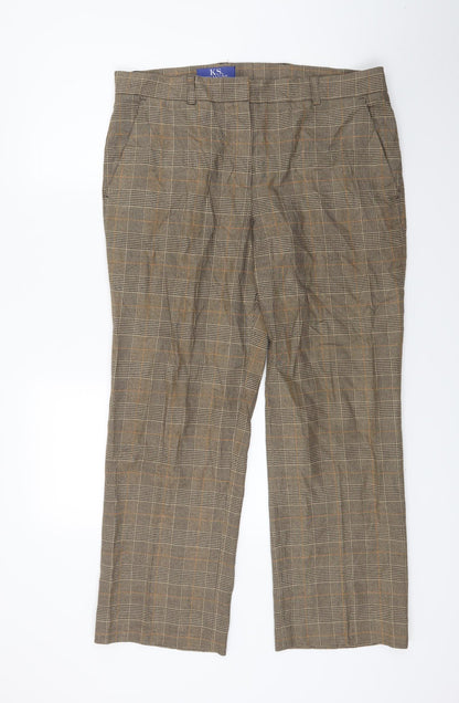 K.S Collection Womens Brown Check  Trousers  Size 14 L25 in