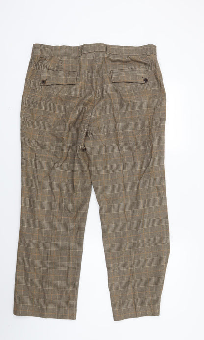 K.S Collection Womens Brown Check  Trousers  Size 14 L25 in