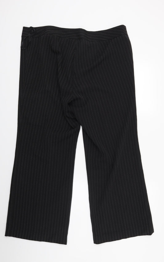 essence Womens Black Striped  Trousers  Size 18 L27 in