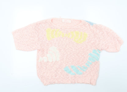 Trendy Womens Pink  Knit Pullover Jumper Size M