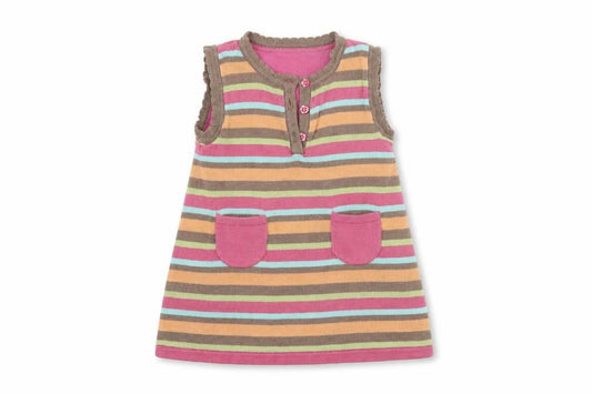 Mini moda Girls Multicoloured Striped Knit Jumper Dress  Size 6-9 Months