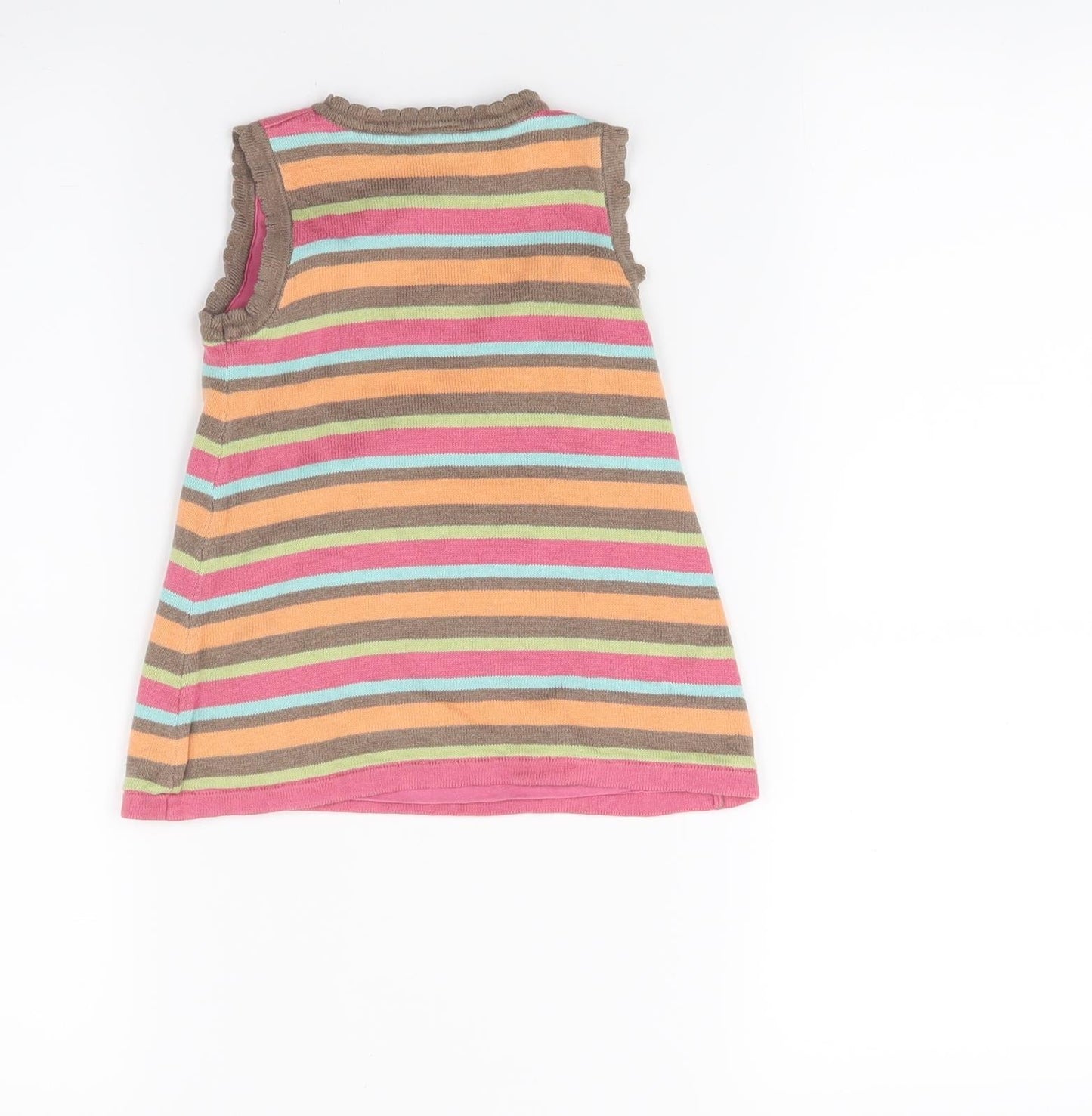 Mini moda Girls Multicoloured Striped Knit Jumper Dress  Size 6-9 Months