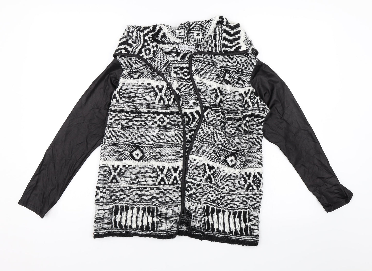 Love Pink Boutique Womens Black Geometric  Cardigan Jumper Size S