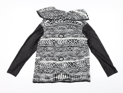 Love Pink Boutique Womens Black Geometric  Cardigan Jumper Size S