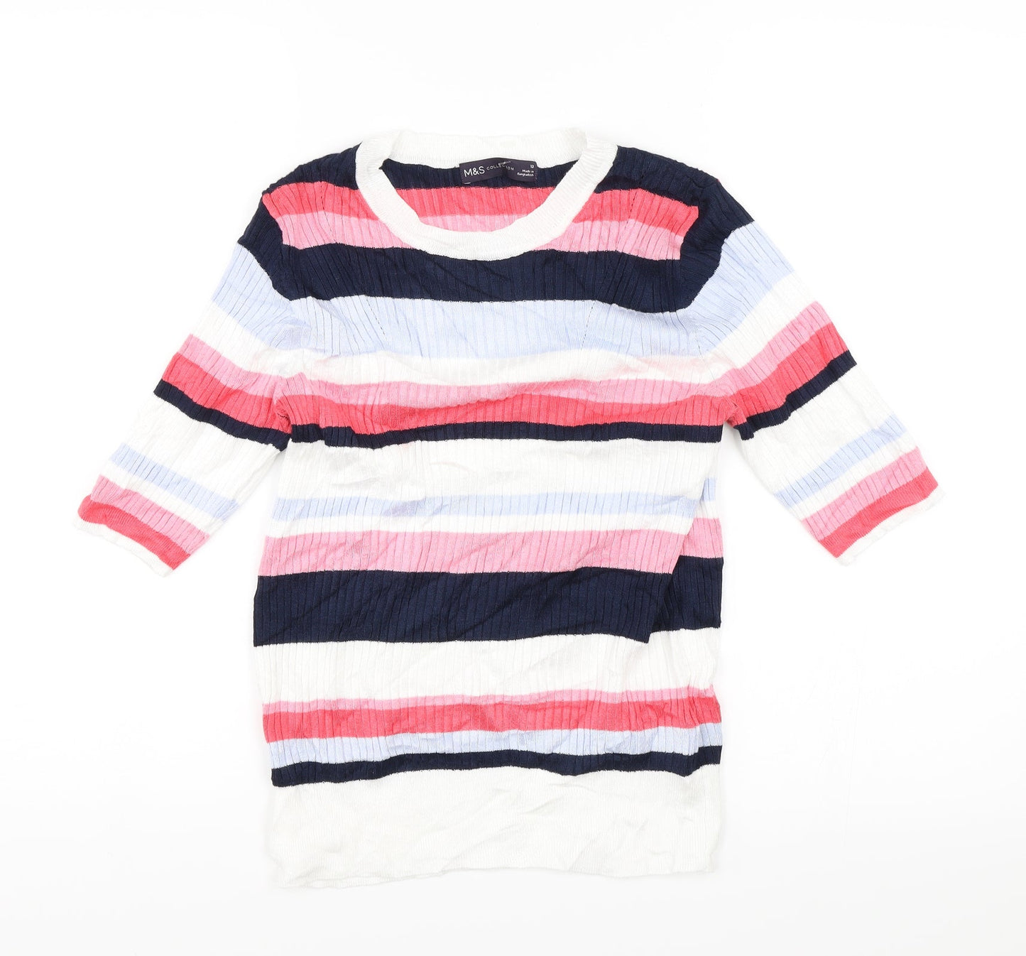 Womens UK Size 12 M&S Multicoloured Jersey T-Shirt