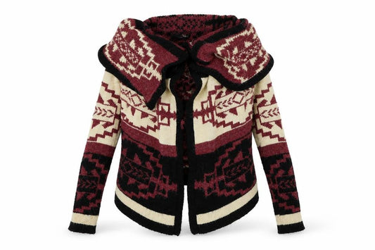 Miso Womens Red Geometric  Cardigan Jumper Size 6