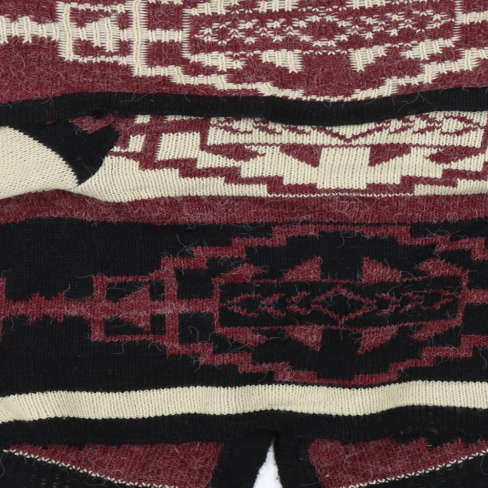 Miso Womens Red Geometric  Cardigan Jumper Size 6