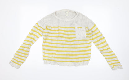FOREVER 21 Girls Yellow Striped  Pullover Jumper Size 13-14 Years