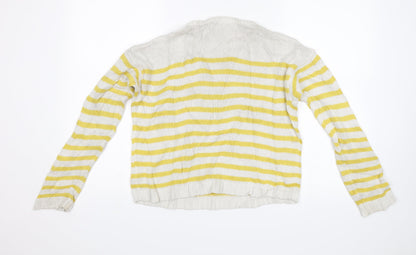 FOREVER 21 Girls Yellow Striped  Pullover Jumper Size 13-14 Years